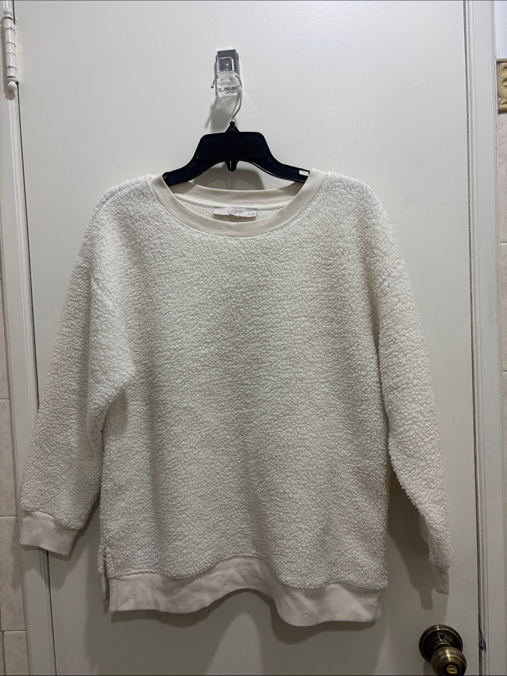 LOFT Cream Plush Crewneck Sweater